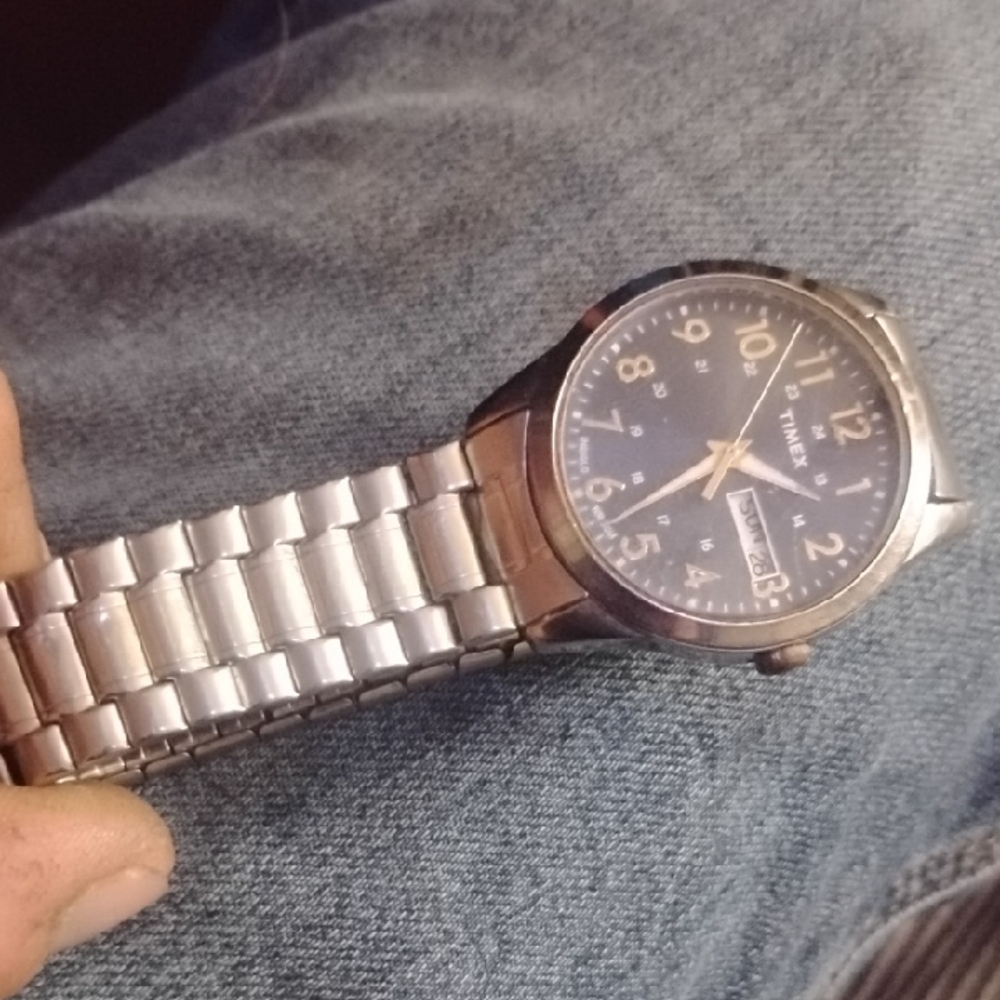 Timex Silver Watch with Black Face